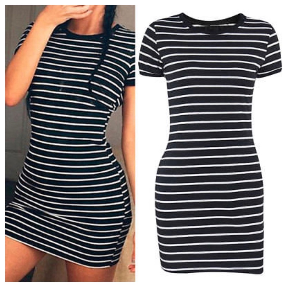 Black & White Stripe T Shirt Dress
